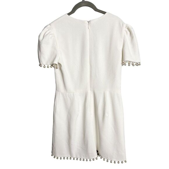 Anthropologie Helsi Estelle Pearl-Trim V-Neck Cap-Sleeve Crepe Mini Dress Medium - Picture 7 of 10
